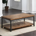  Leyburn Industrial Wood and Metal Coffee Table with Casters