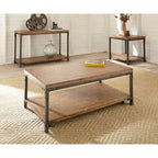 Table basse industrielle en bois et métal Leyburn avec roulettes