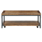 Table basse industrielle en bois et métal Leyburn avec roulettes