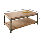 Table basse industrielle en bois et métal Leyburn avec roulettes