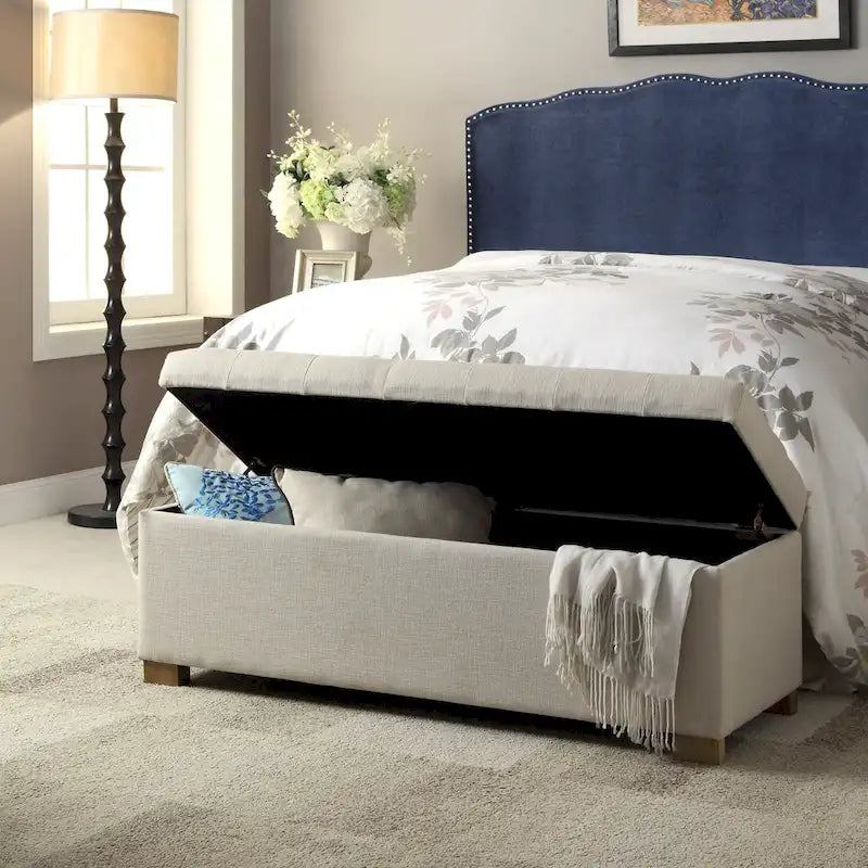  Camero Beige Tufted Storage Bench