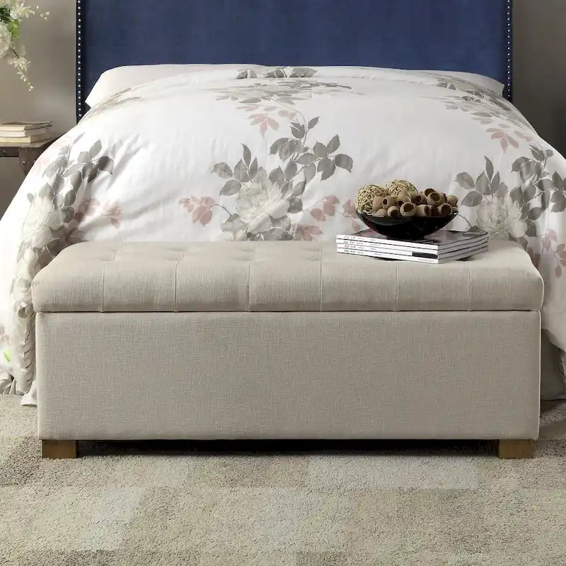 Banc de rangement capitonné Camero beige