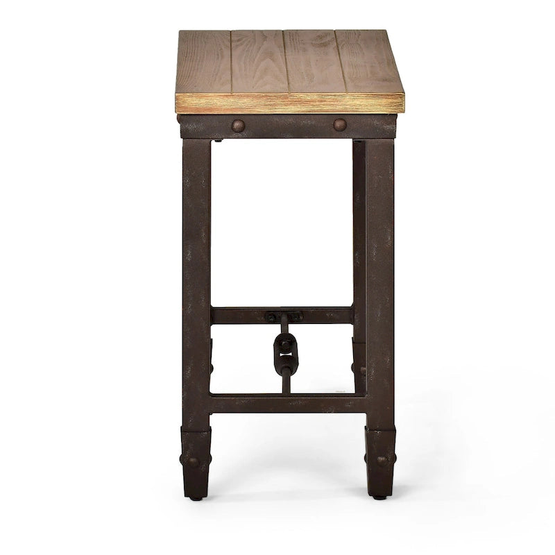 Table d'appoint en fer et bois de pin