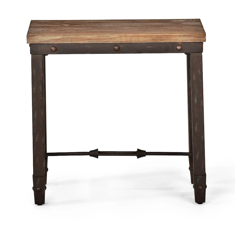 Table d'appoint en fer et bois de pin