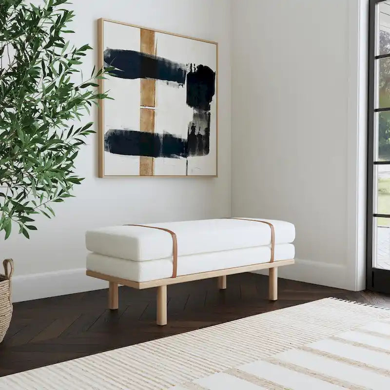  upholstered Bench with Wood Base