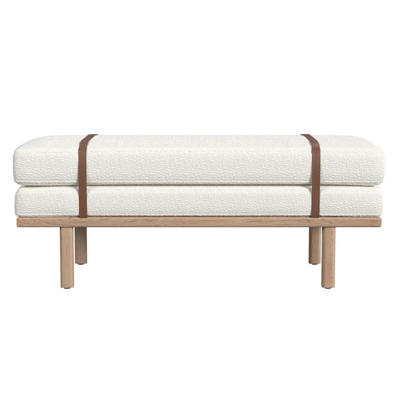 Banc rembourré avec piètement en bois