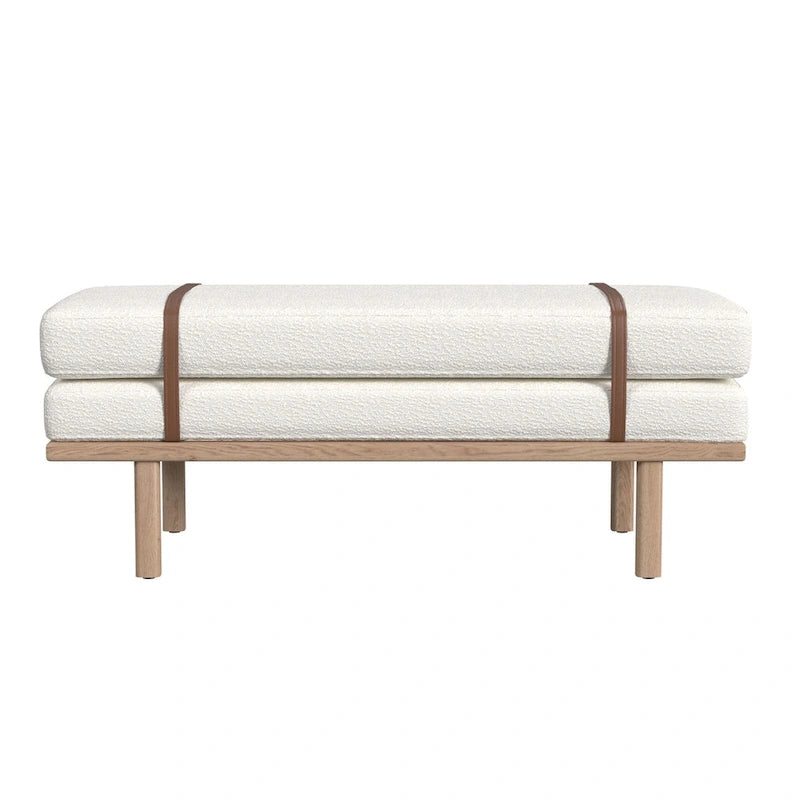 Banc rembourré avec piètement en bois