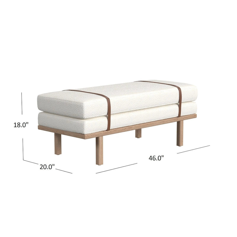 Banc rembourré avec piètement en bois