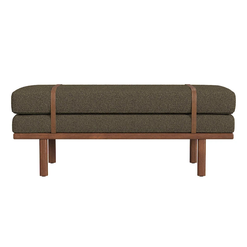 Banc rembourré avec piètement en bois