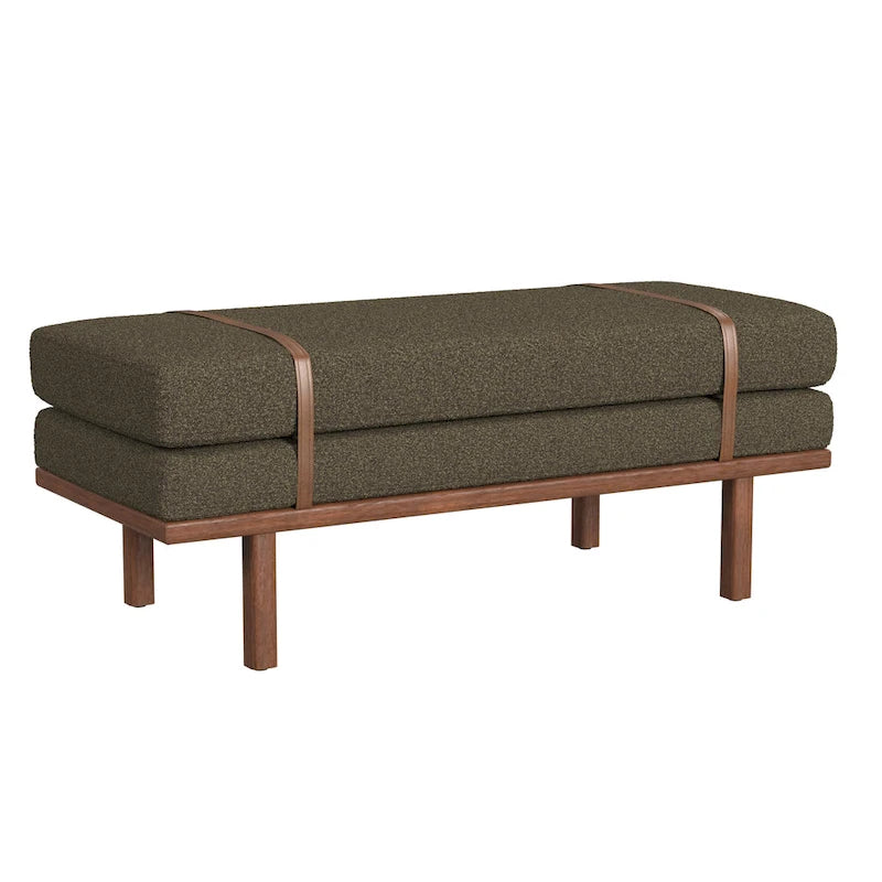 Banc rembourré avec piètement en bois