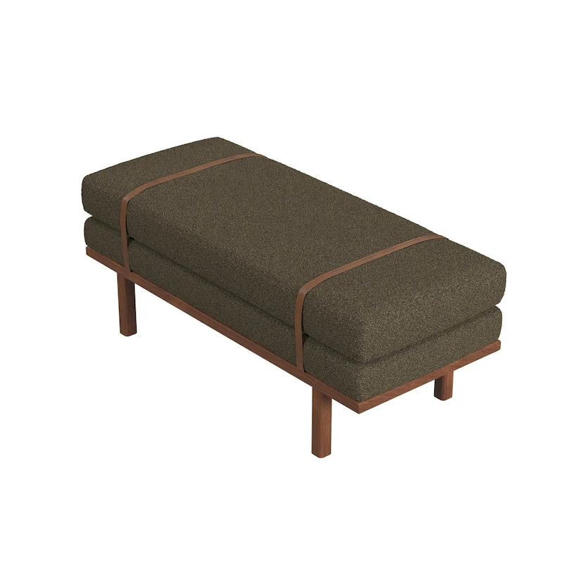 Banc rembourré avec piètement en bois