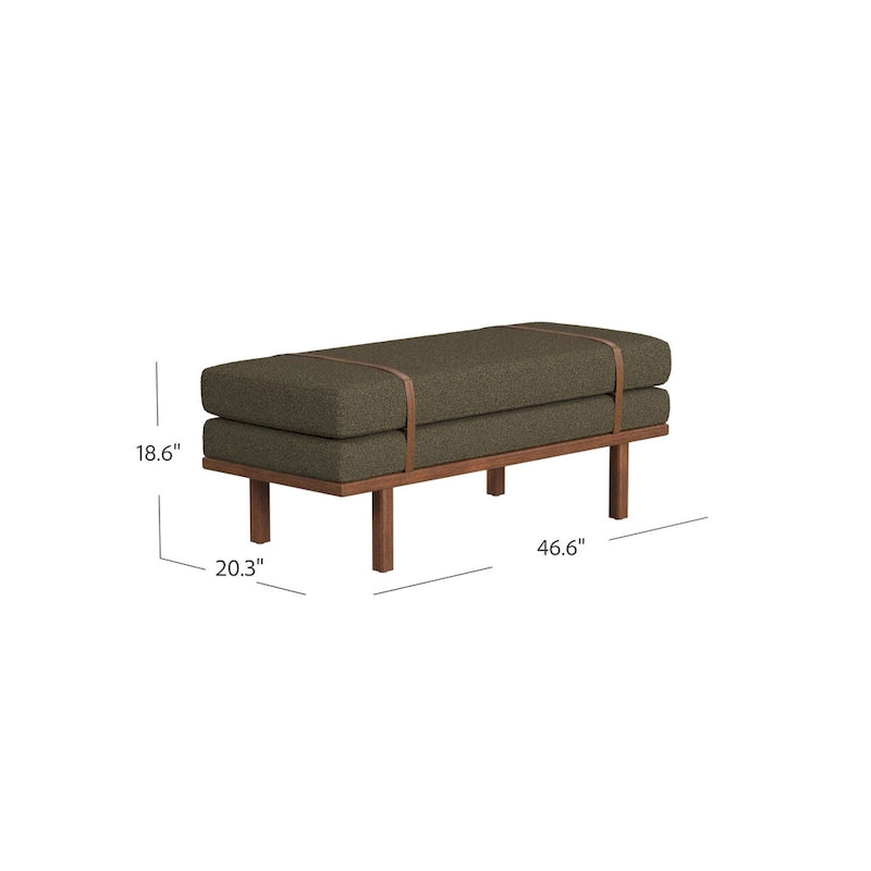 Banc rembourré avec piètement en bois