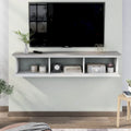 Meuble TV mural flottant de 160 cm à 3 étagères Blanc de style de transition par