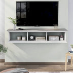 Meuble TV mural flottant de 160 cm à 3 étagères Blanc de style de transition par