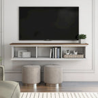 Transitional White 63-Inch 3-Shelf Floating TV Stand by 