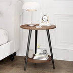 Table d'appoint ronde moderne blanche pour salon chambre à coucher, table de chevet avec plateau en faux marbre à 2 niveaux