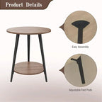 Table d'appoint ronde moderne blanche pour salon chambre à coucher, table de chevet avec plateau en faux marbre à 2 niveaux