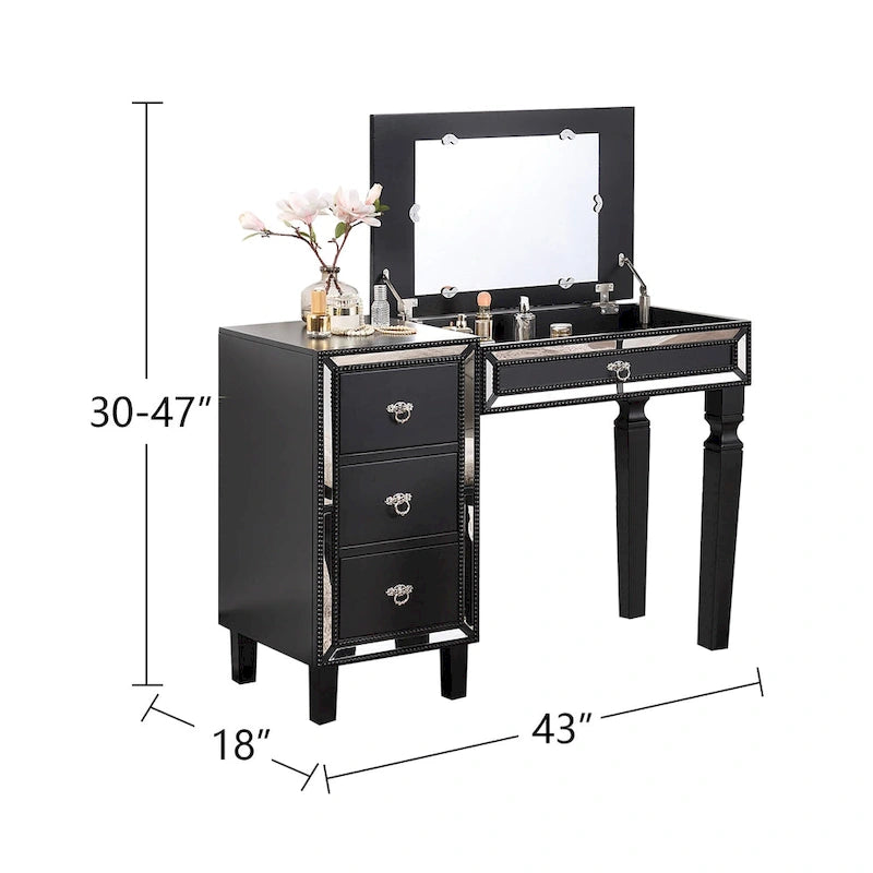 Ensemble coiffeuse avec tabouret en tissu et bois