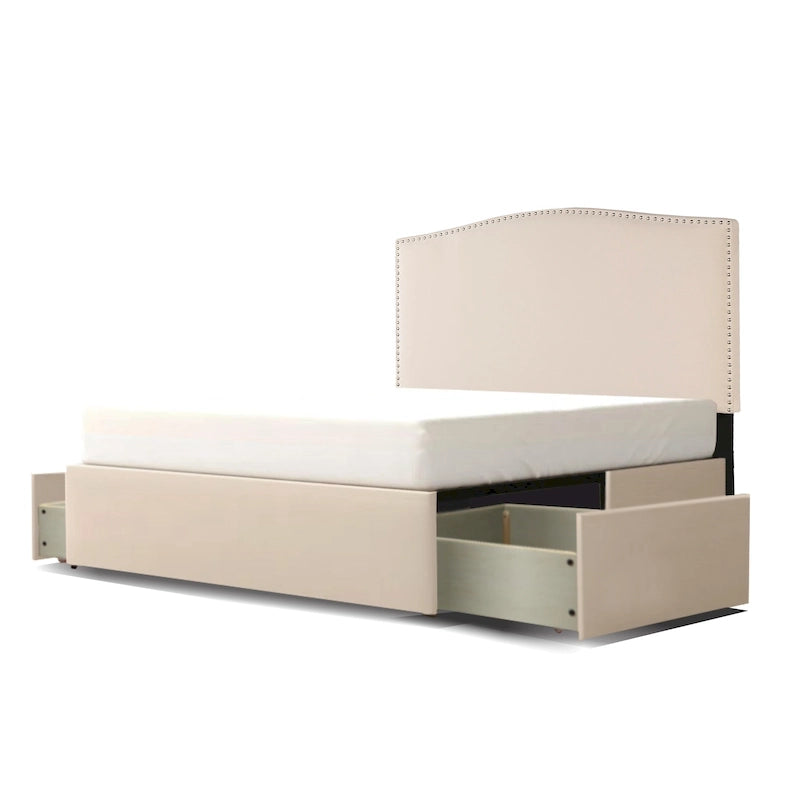 Lit Plateforme Rembourré Newbury Mammoth avec 2 Tiroirs de Rangement
