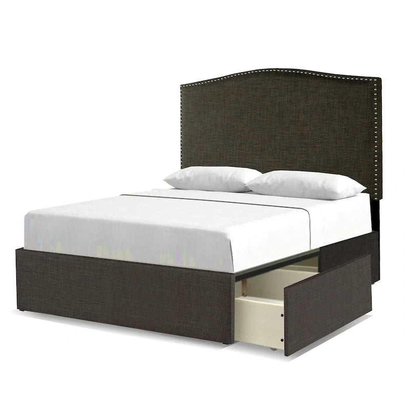 Lit Plateforme Rembourré Newbury Mammoth avec 2 Tiroirs de Rangement