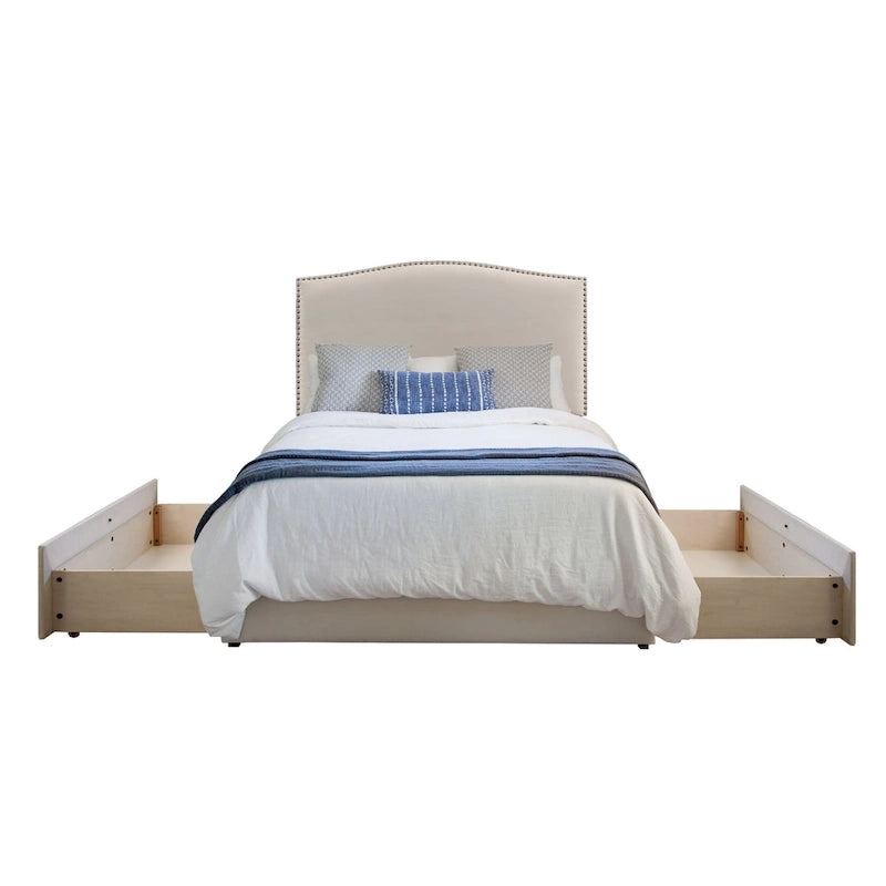 Lit Plateforme Rembourré Newbury Mammoth avec 2 Tiroirs de Rangement