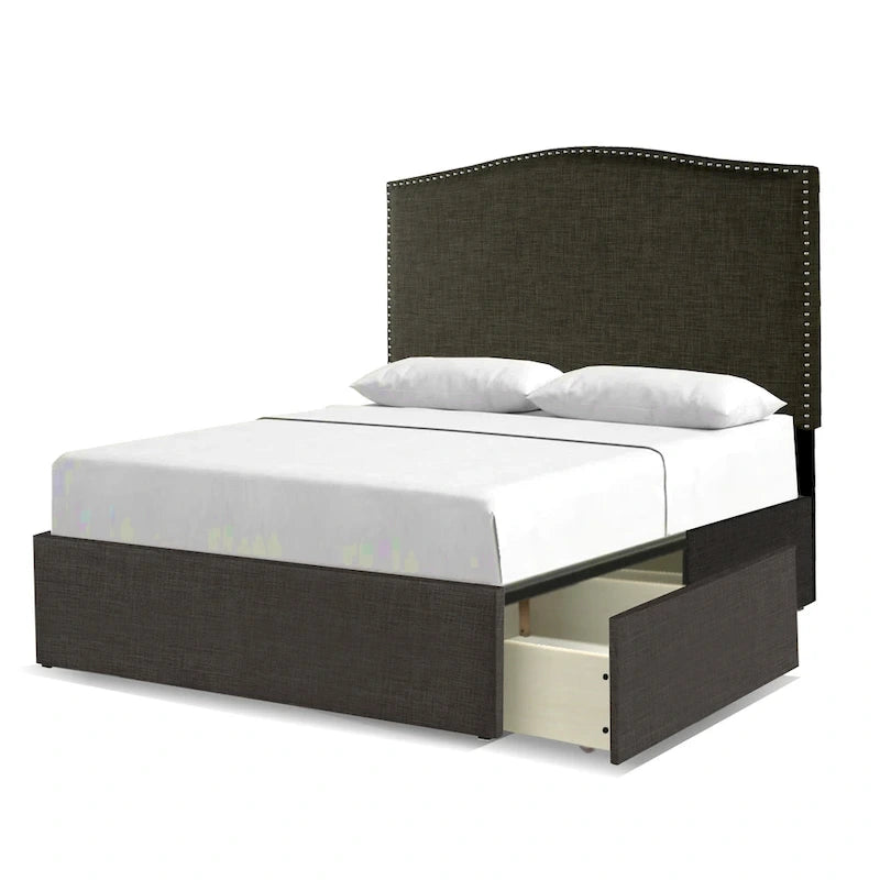 Lit Plateforme Rembourré Newbury Mammoth avec 2 Tiroirs de Rangement