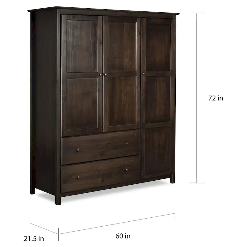 Armoire Shaker 3 portes en bois - 60x72x22