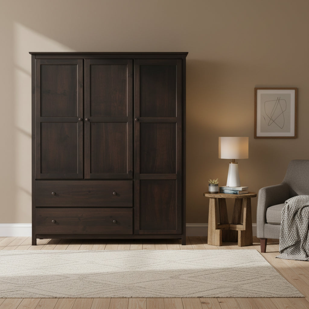Armoire Shaker 3 portes en bois - 60x72x22