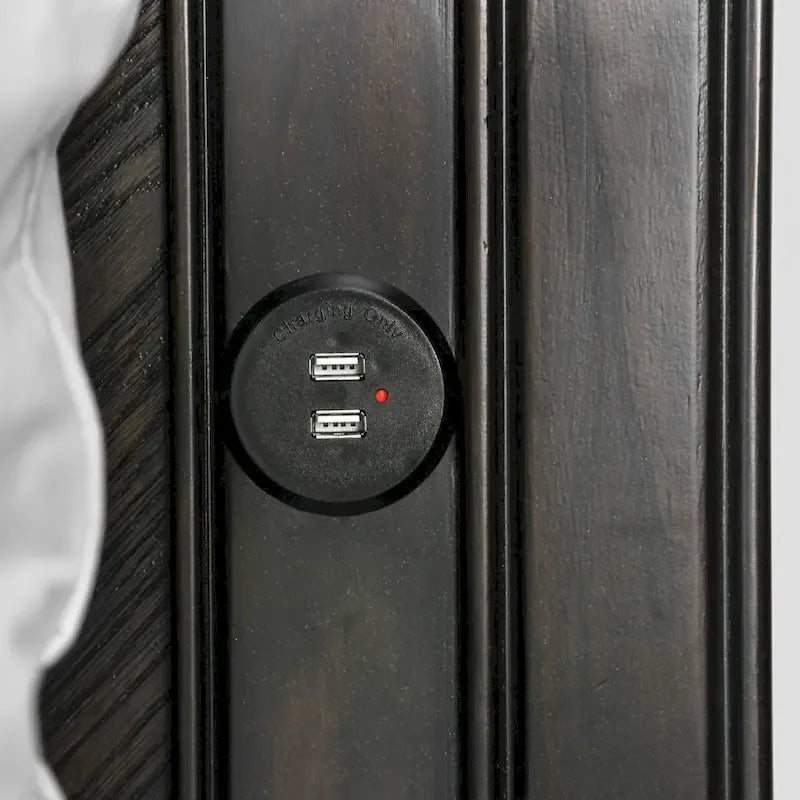 Lit plateforme Moso Rustic Espresso 2 tiroirs avec port USB
