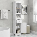 Meuble de rangement haut de salle de bain de 168 cm avec tiroir et étagères réglables