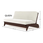 Cadre de futon Queen – Chêne/Merisier/Espresso/Gris | Mural | 2 personnes | Capacité de 250 kg