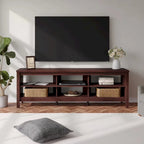 Meuble TV pour Téléviseur 75 Pouces, Table Console, Centre de Divertissement en Bois
