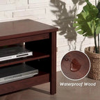 Meuble TV pour Téléviseur 75 Pouces, Table Console, Centre de Divertissement en Bois