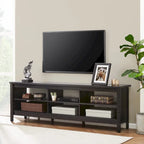 Meuble TV pour Téléviseur 75 Pouces, Table Console, Centre de Divertissement en Bois