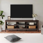 Meuble TV pour Téléviseur 75 Pouces, Table Console, Centre de Divertissement en Bois