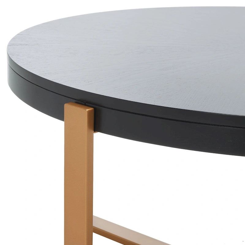 Table basse ronde Deetta en marbre blanc/noir - 91 L x 91 P x 46 H cm - 91Lx91Px46H