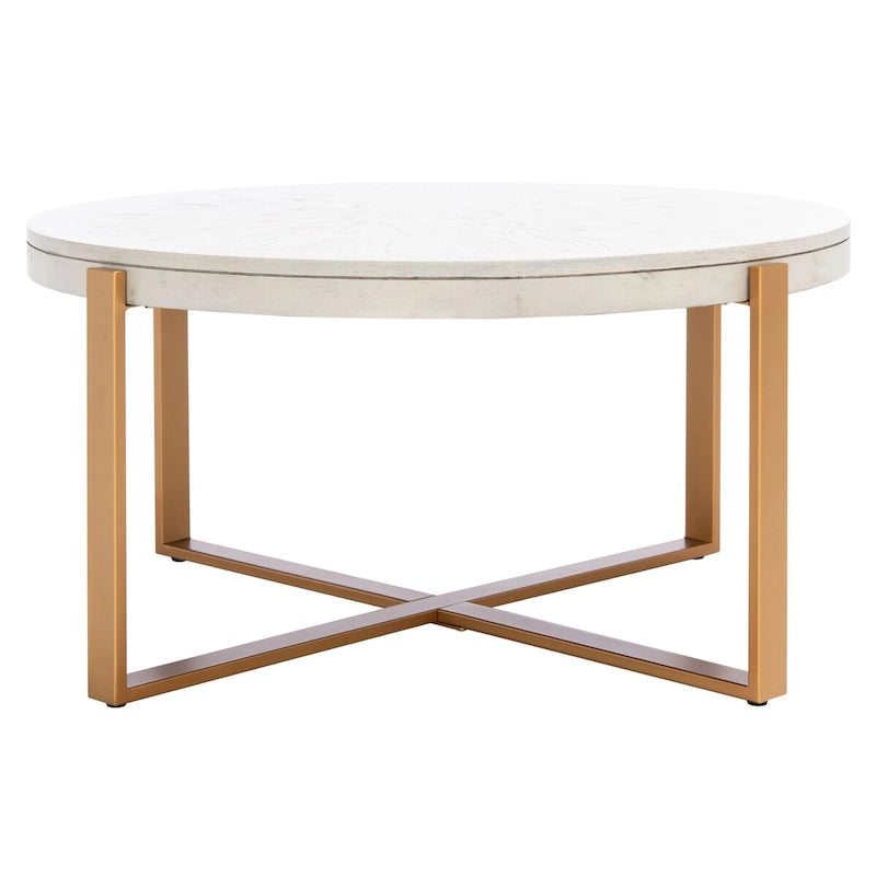 Table basse ronde Deetta en marbre blanc/noir - 91 L x 91 P x 46 H cm - 91Lx91Px46H