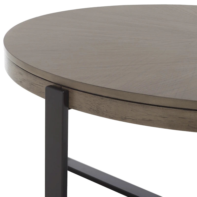 Table basse ronde Deetta en marbre blanc/noir - 91 L x 91 P x 46 H cm - 91Lx91Px46H