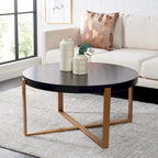 Table basse ronde Deetta en marbre blanc/noir - 91 L x 91 P x 46 H cm - 91Lx91Px46H