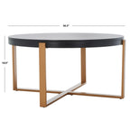 Table basse ronde Deetta en marbre blanc/noir - 91 L x 91 P x 46 H cm - 91Lx91Px46H