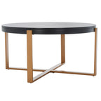 Table basse ronde Deetta en marbre blanc/noir - 91 L x 91 P x 46 H cm - 91Lx91Px46H