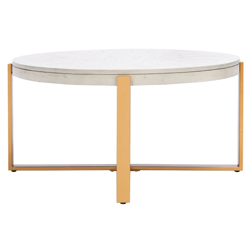 Table basse ronde Deetta en marbre blanc/noir - 91 L x 91 P x 46 H cm - 91Lx91Px46H