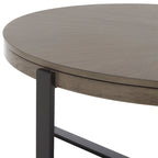 Table basse ronde Deetta en marbre blanc/noir - 91 L x 91 P x 46 H cm - 91Lx91Px46H