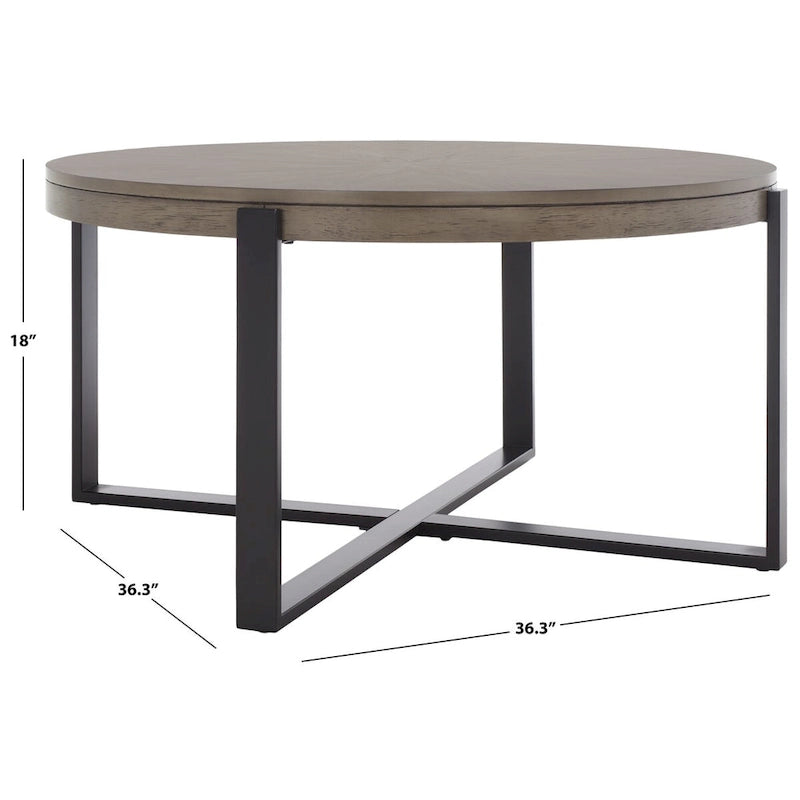 Table basse ronde Deetta en marbre blanc/noir - 91 L x 91 P x 46 H cm - 91Lx91Px46H