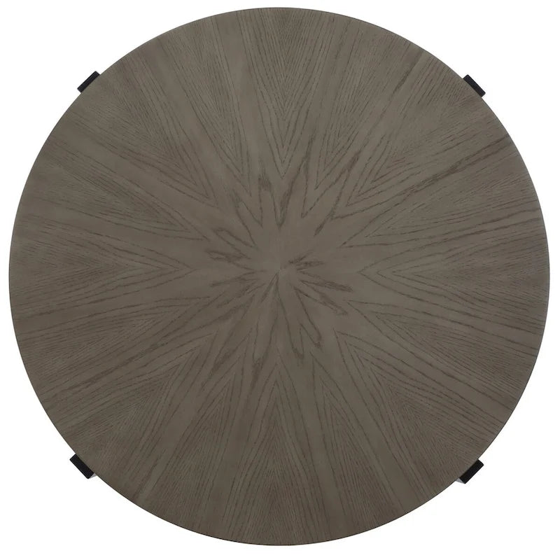 Table basse ronde Deetta en marbre blanc/noir - 91 L x 91 P x 46 H cm - 91Lx91Px46H