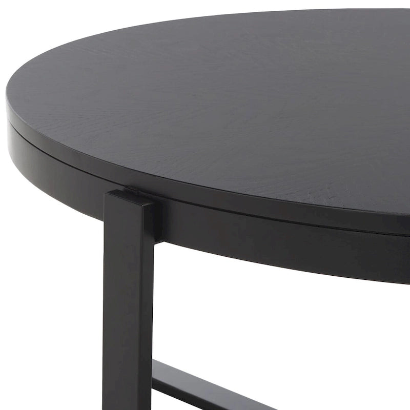 Table basse ronde Deetta en marbre blanc/noir - 91 L x 91 P x 46 H cm - 91Lx91Px46H