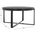 Table basse ronde Deetta en marbre blanc/noir - 91 L x 91 P x 46 H cm - 91Lx91Px46H