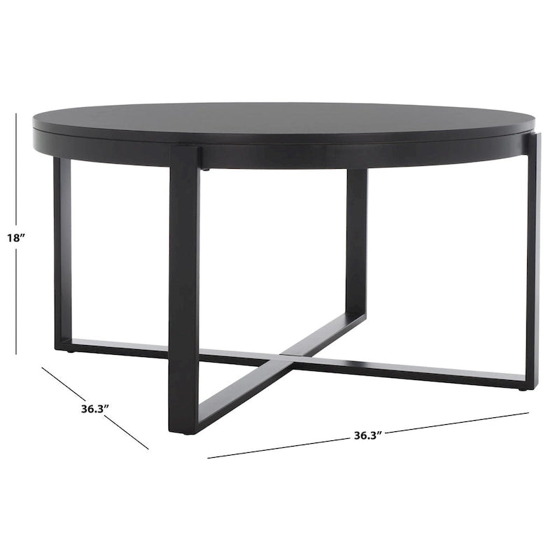Table basse ronde Deetta en marbre blanc/noir - 91 L x 91 P x 46 H cm - 91Lx91Px46H