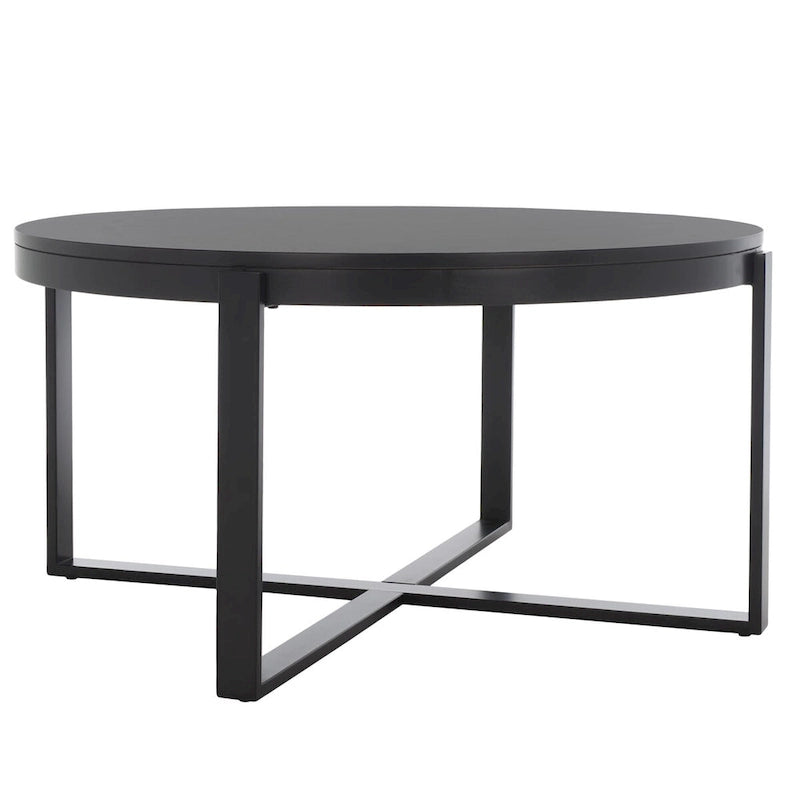 Table basse ronde Deetta en marbre blanc/noir - 91 L x 91 P x 46 H cm - 91Lx91Px46H