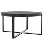 Table basse ronde Deetta en marbre blanc/noir - 91 L x 91 P x 46 H cm - 91Lx91Px46H